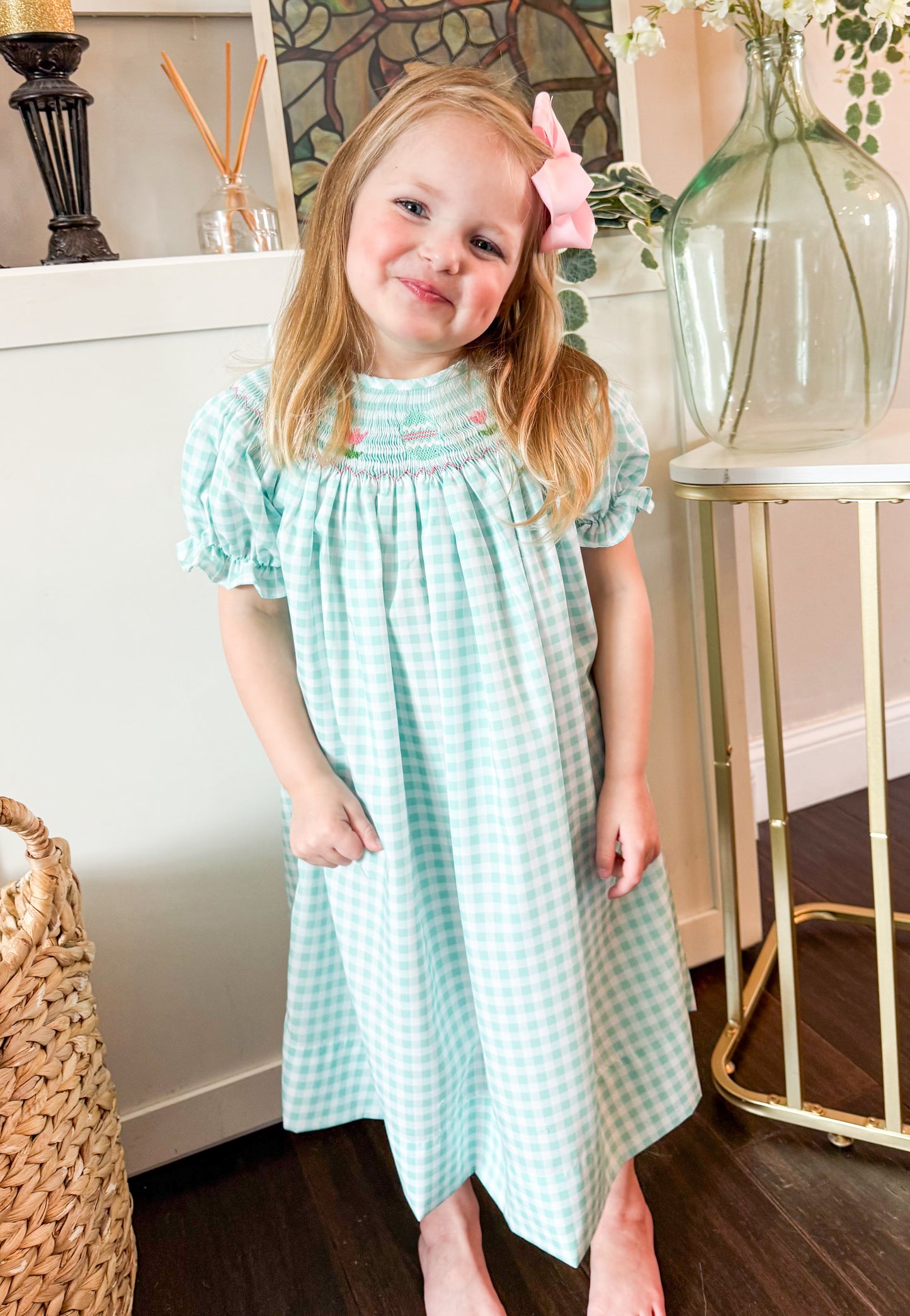Easter Egg and Tulips Smocked Dress