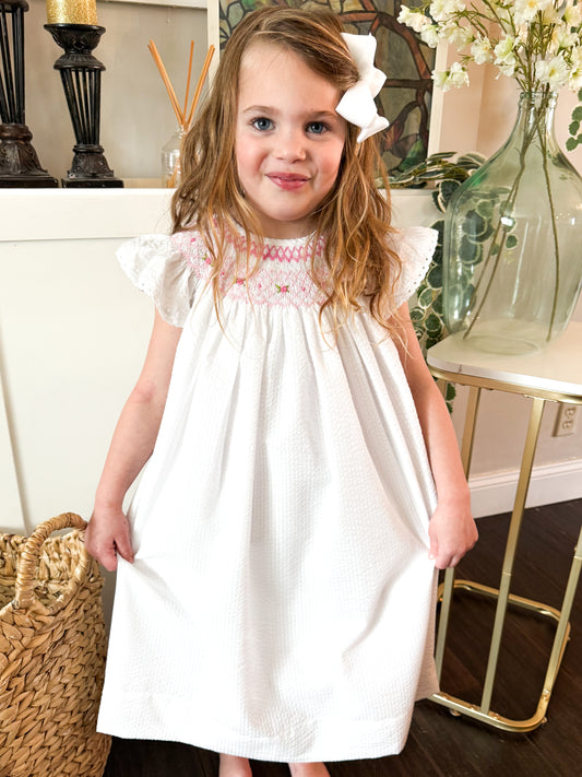 Once Upon a Time Geo Smocked Dress with Angel Sleeves