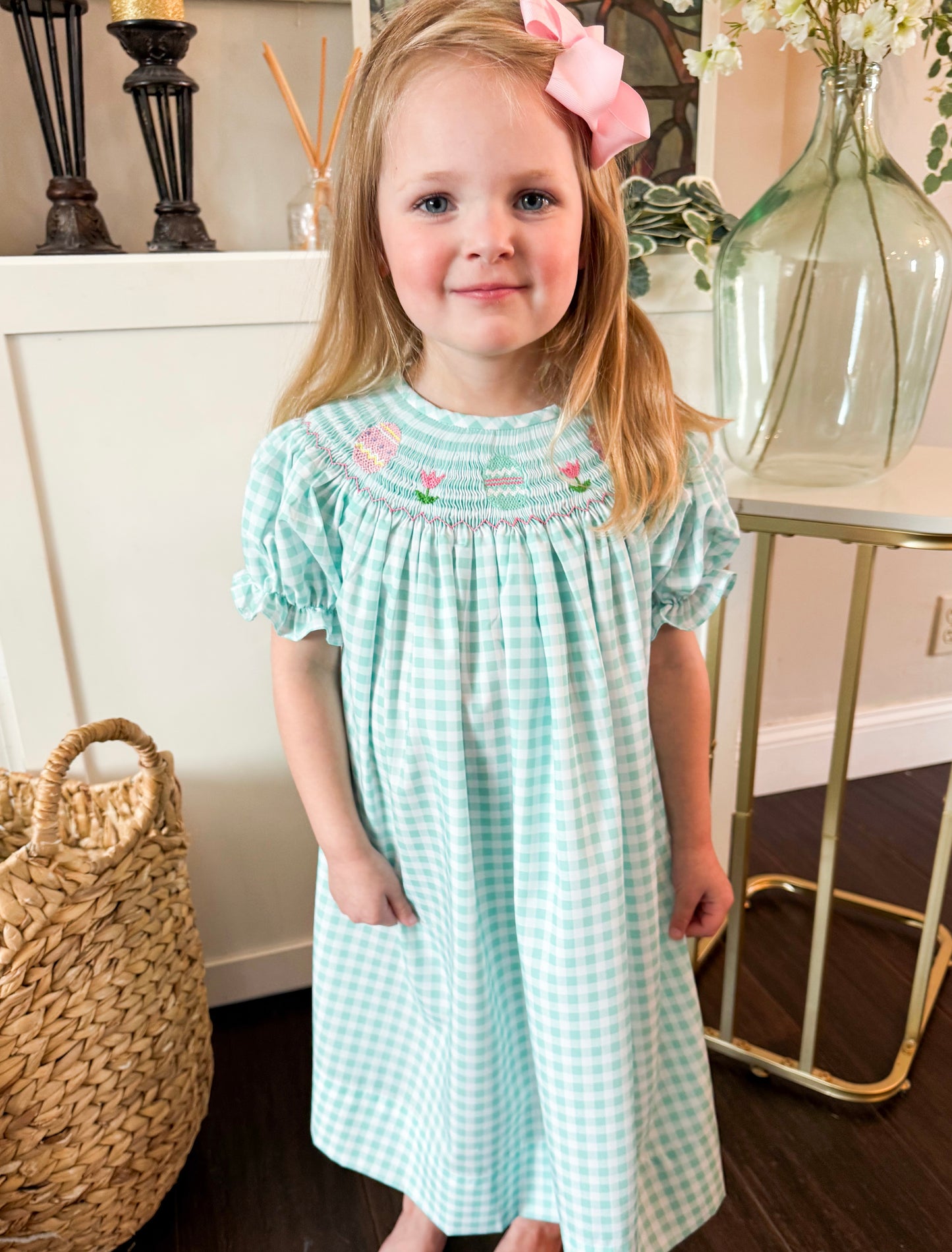 Easter Egg and Tulips Smocked Dress