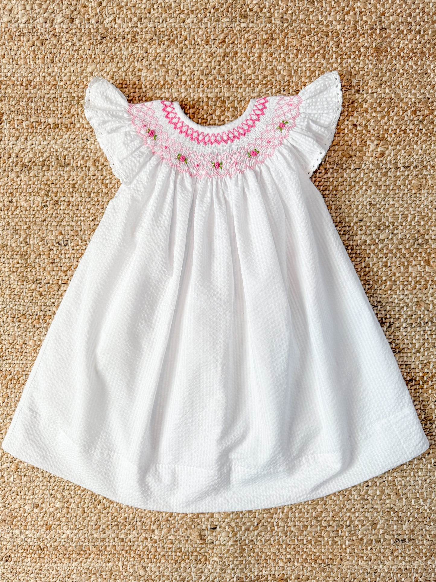 Once Upon a Time Geo Smocked Dress with Angel Sleeves