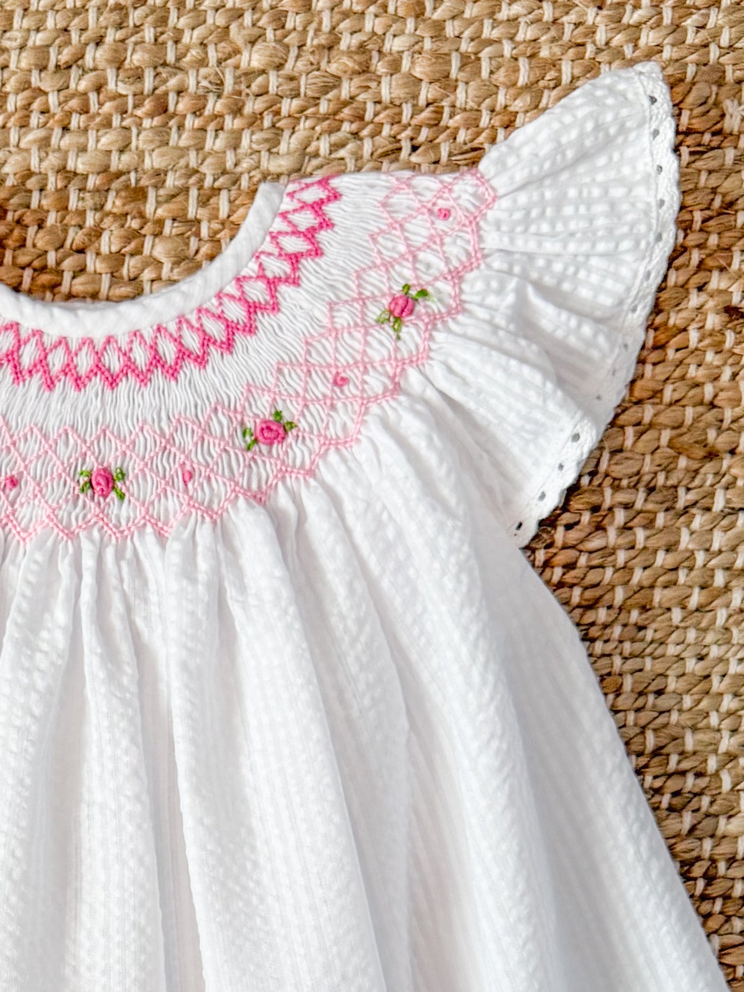 Once Upon a Time Geo Smocked Dress with Angel Sleeves