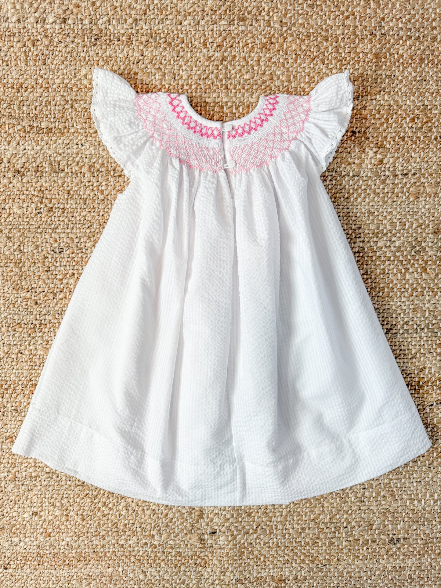 Once Upon a Time Geo Smocked Dress with Angel Sleeves