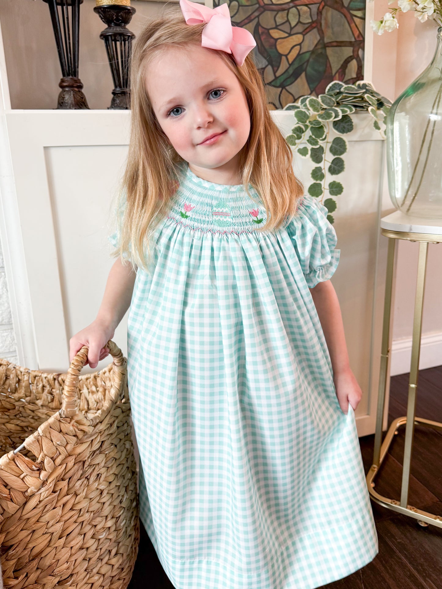 Easter Egg and Tulips Smocked Dress