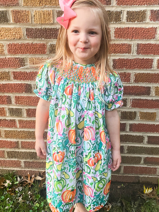 Pumpkin Geometric Smock Dress