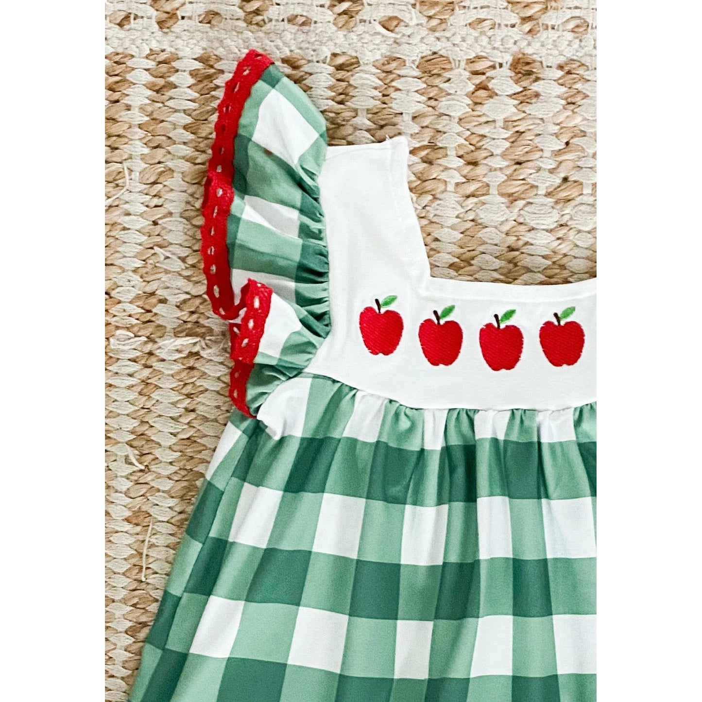 Apple of Your Eye Green Plaid Ruffle Dress