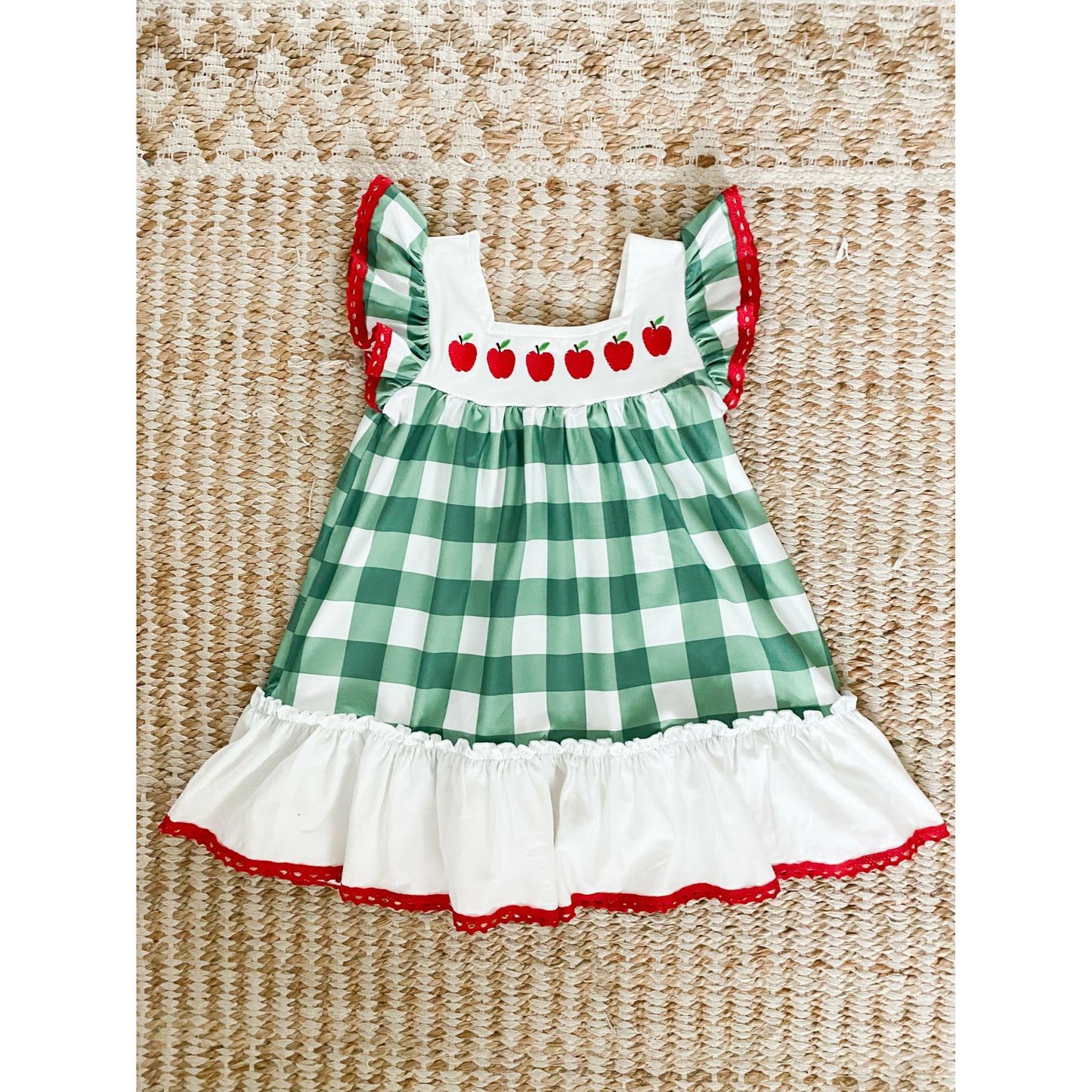 Apple of Your Eye Green Plaid Ruffle Dress