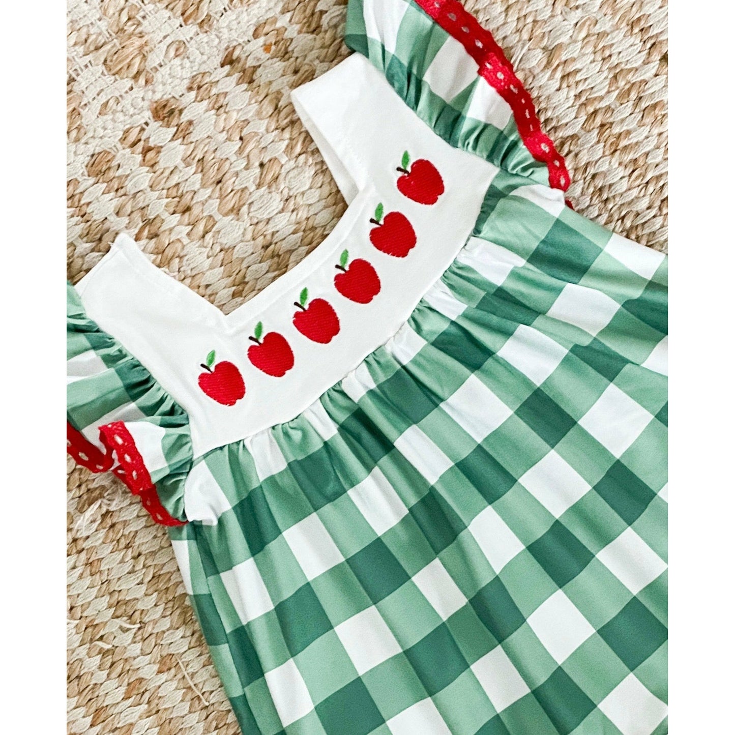 Apple of Your Eye Green Plaid Ruffle Dress