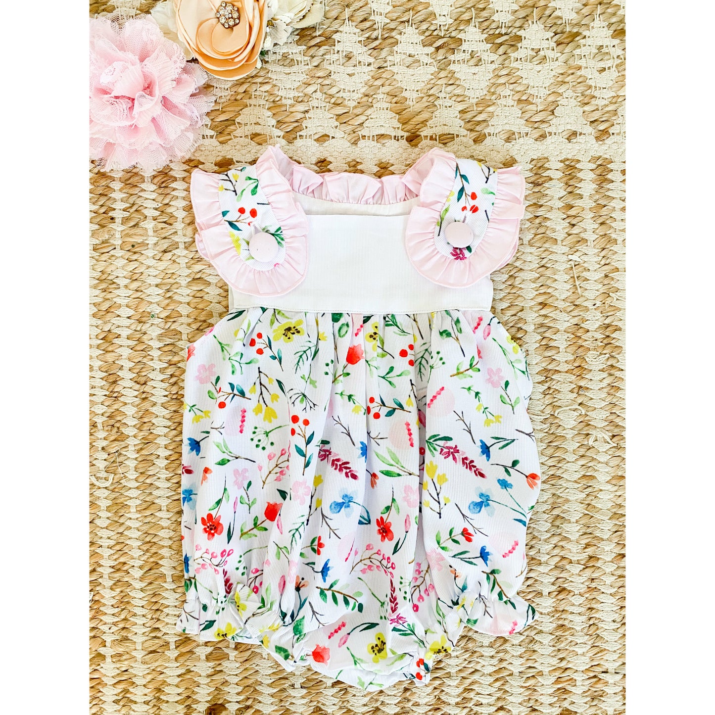 Hand Crafted Wildflower Ruffle Romper