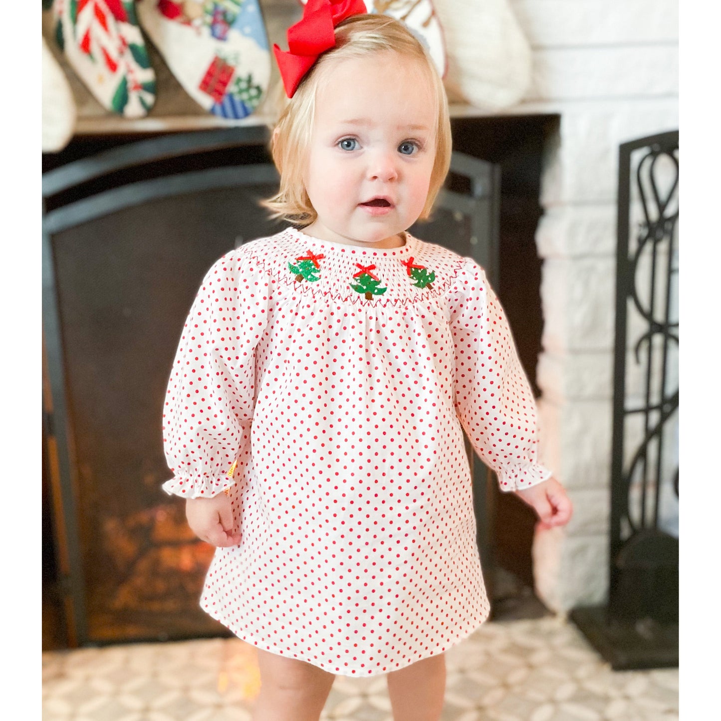 Christmas Tree Polka Dot Smock