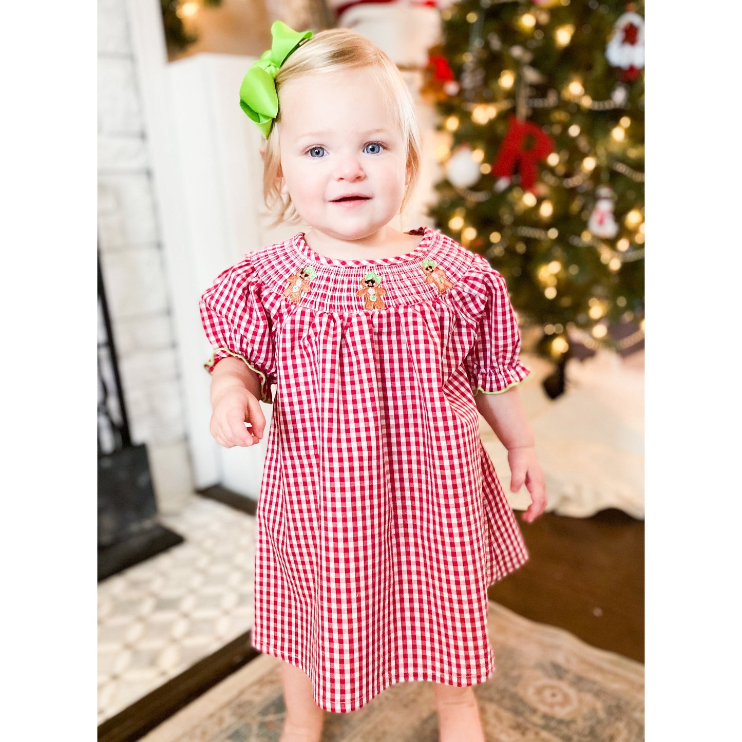 Red Gingerbread Christmas Smock