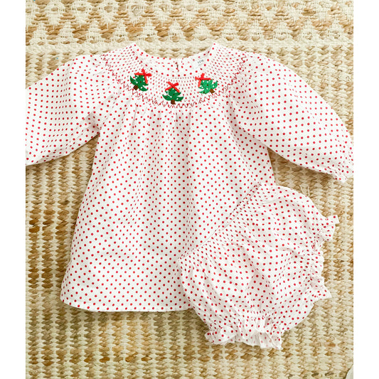 Christmas Tree Polka Dot Smock