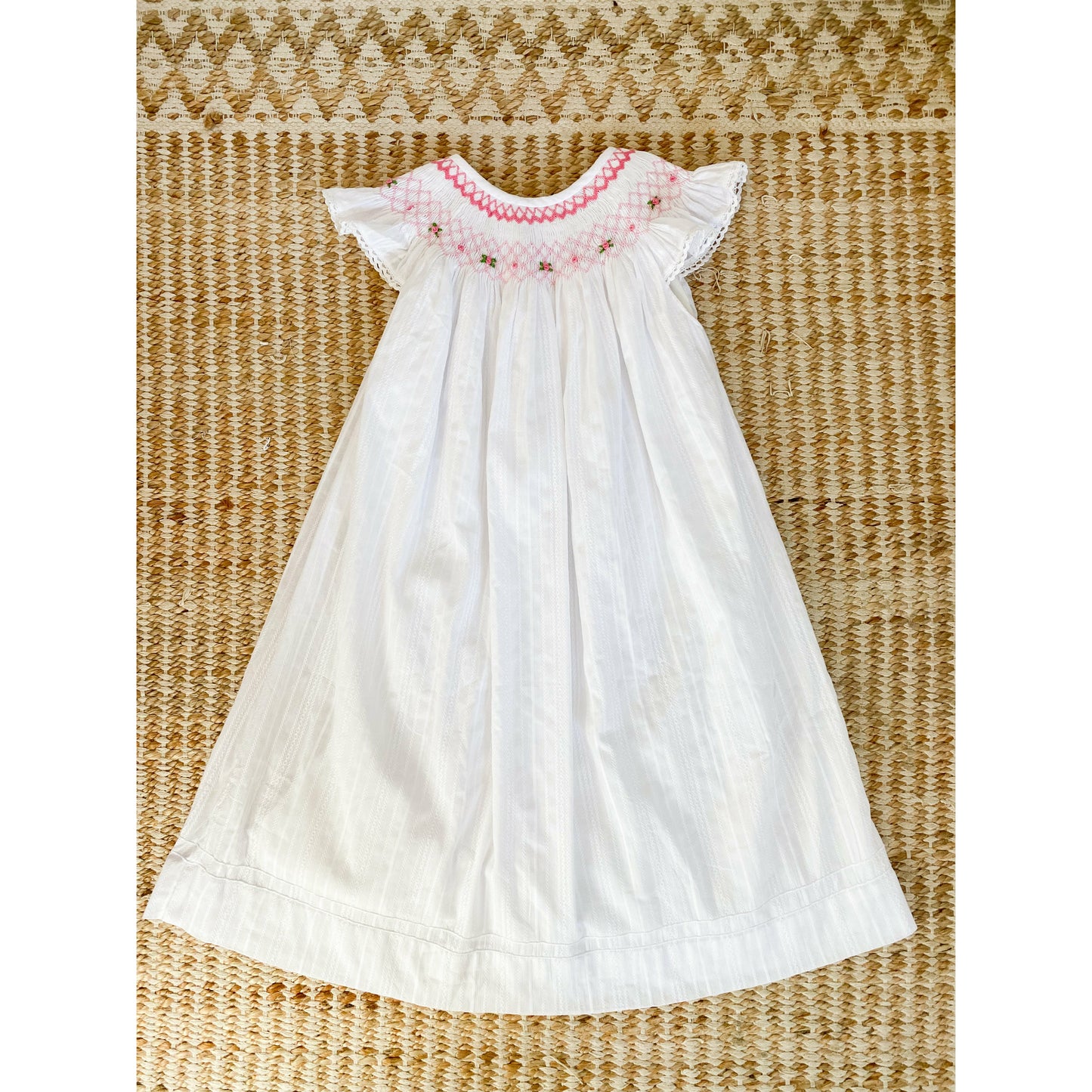 Once Upon a Time Hand-Smocked Dress with Angel Sleeves