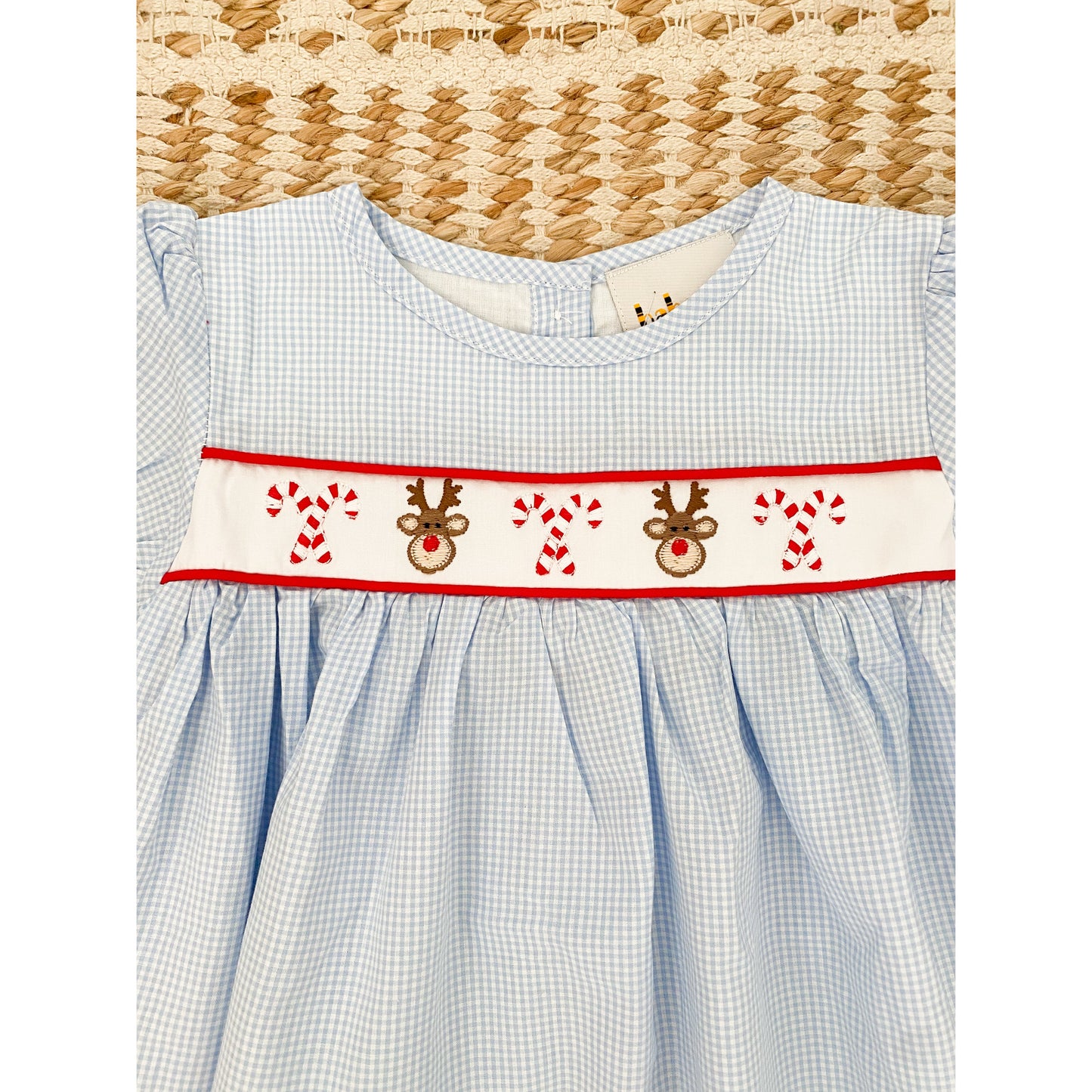 Reindeer and Candy Cane Embroidered Dress