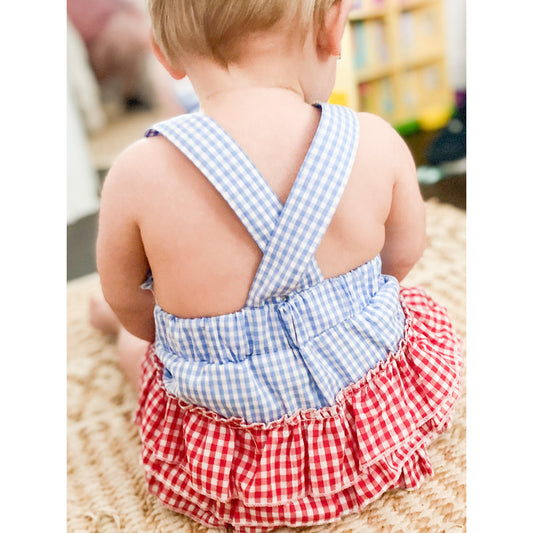 Stars and Stripes Flag Jumpsuit with Ruffles