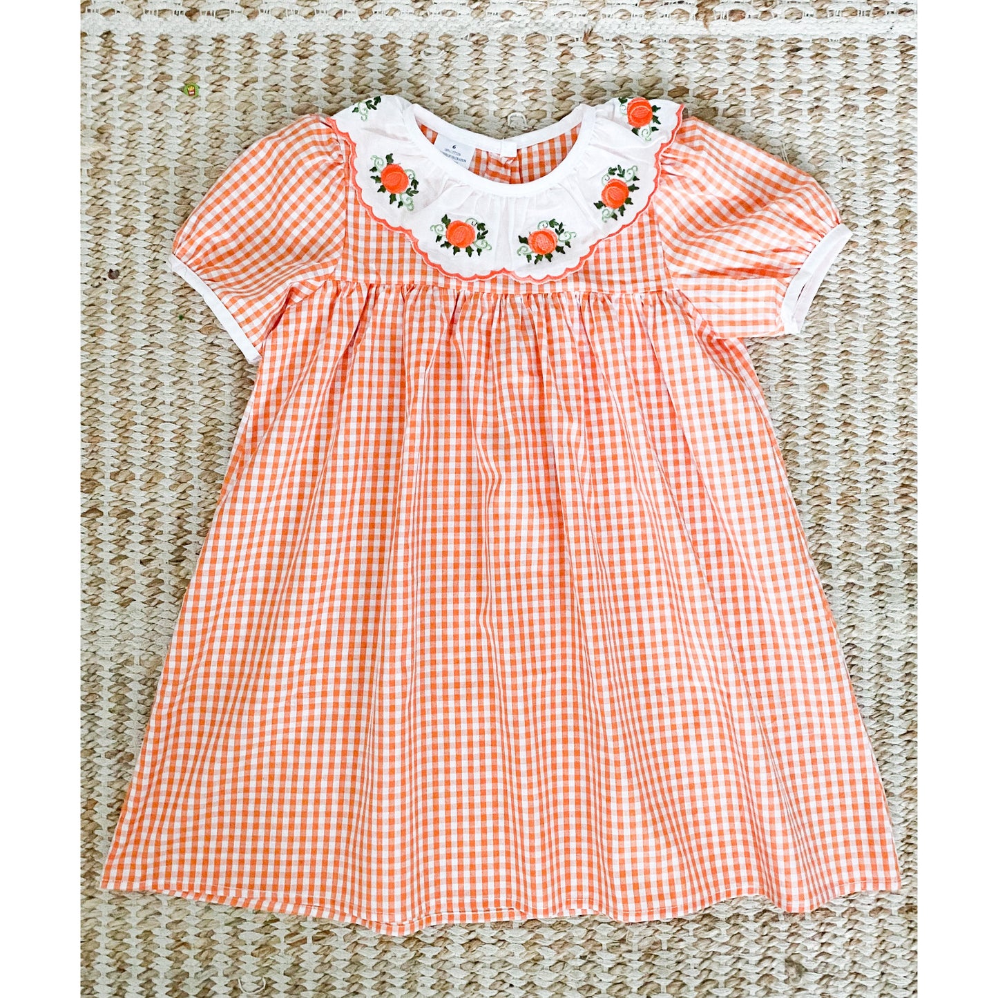 Orange Plaid Pumpkin Floral Dress