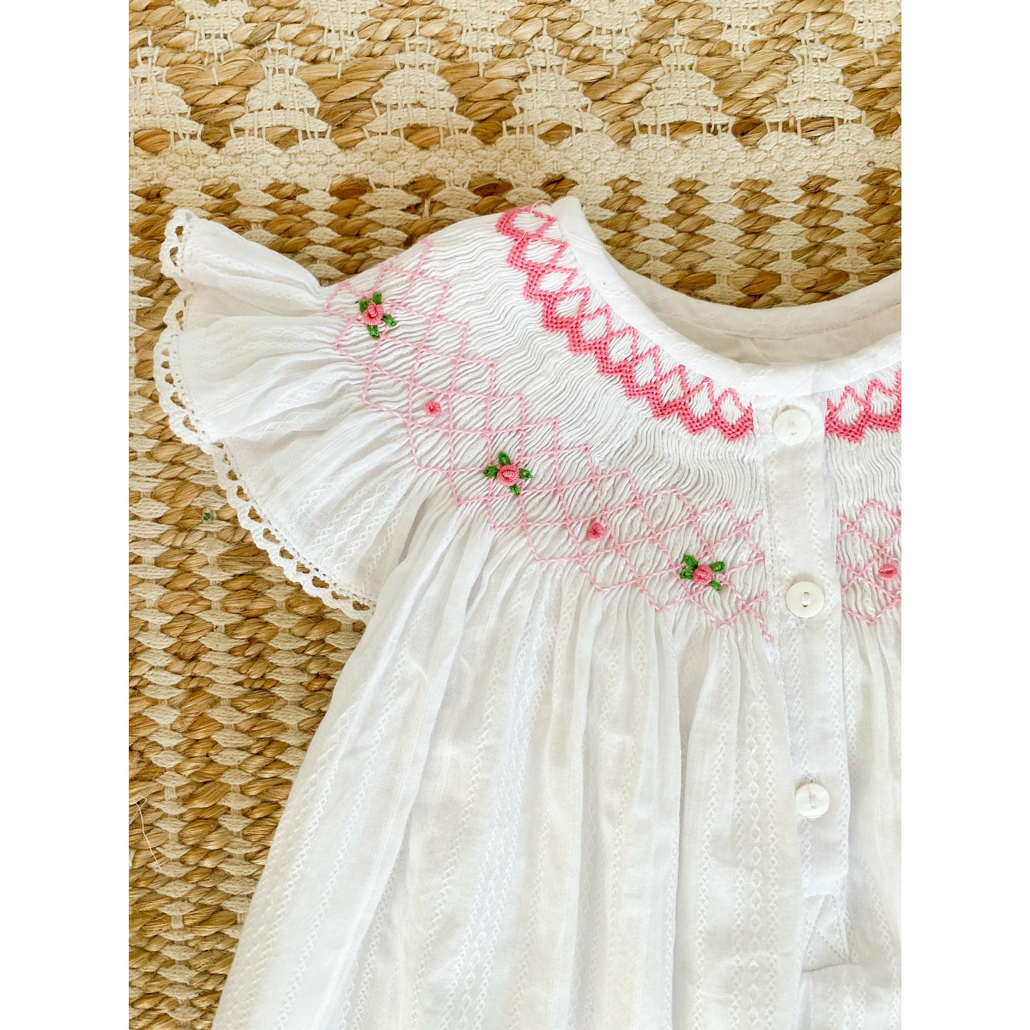 Once Upon a Time Hand-Smocked Dress with Angel Sleeves