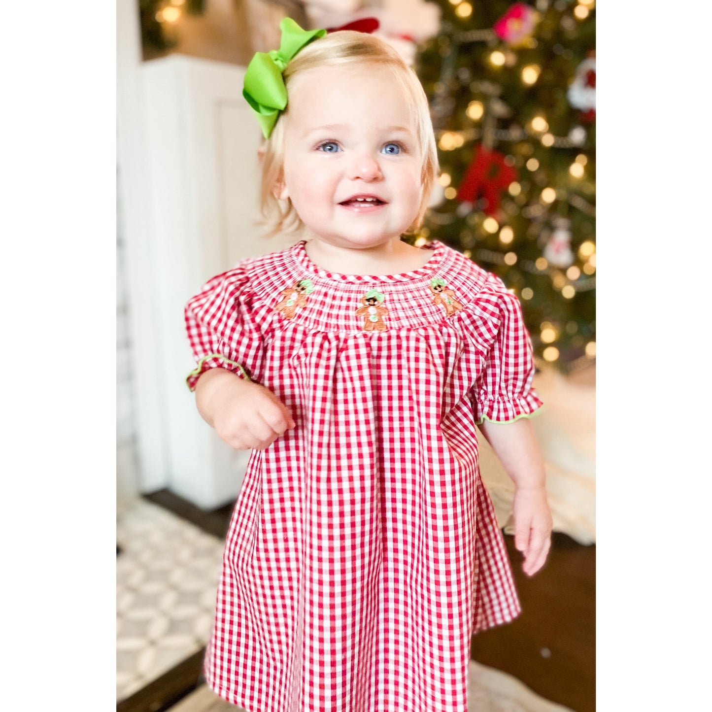 Red Gingerbread Christmas Smock