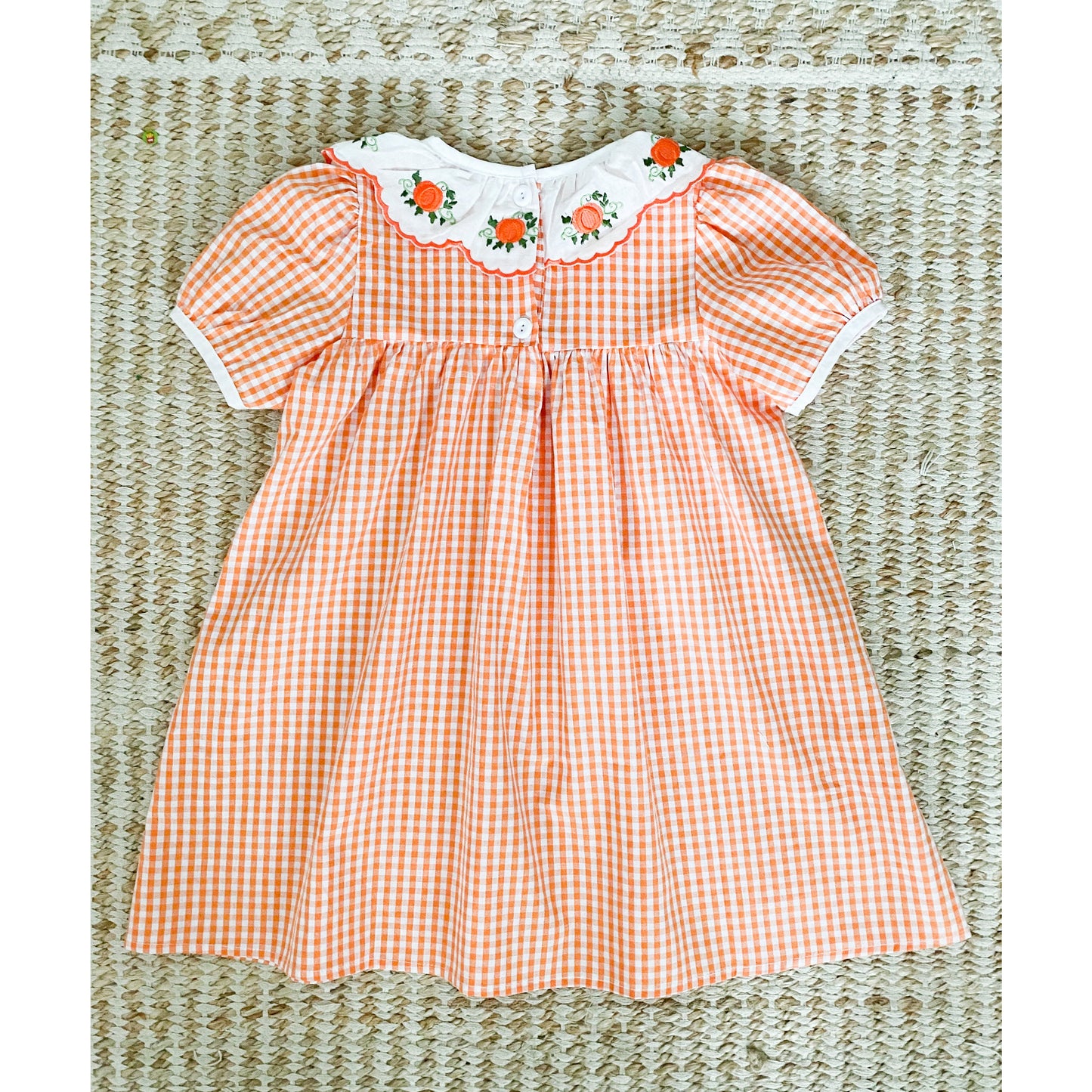 Orange Plaid Pumpkin Floral Dress